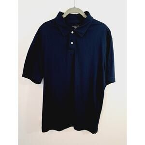 Lands' End Polo Men's Large Blue Super T Size Short Sleeve Casual Collared Shirt